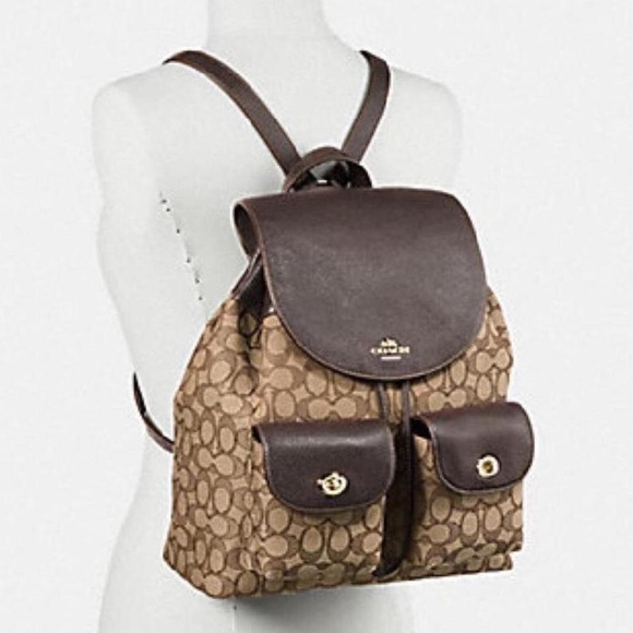 NWT Authentic Coach Double Pocket Sign Backpack - Picture 3 of 8